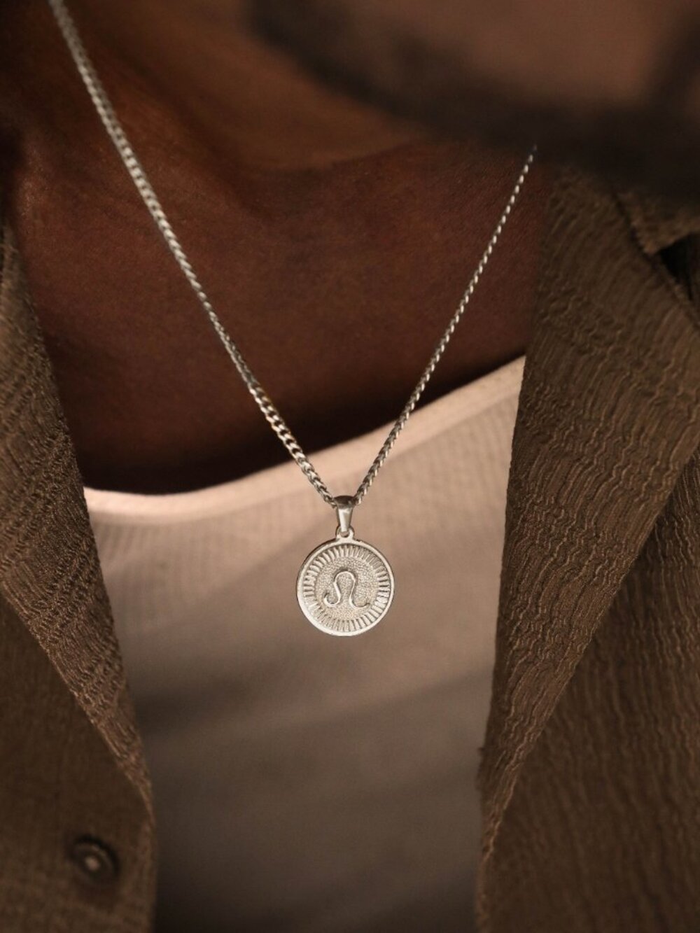 Men's Silver Leo Pendant Necklace